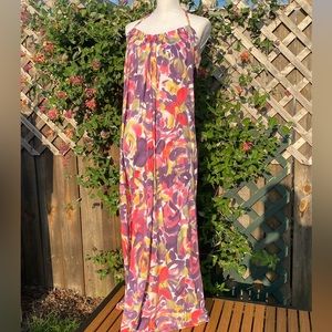 Velvet maxi dress halter neck style easy to wear loose fit comfort soft tie neck